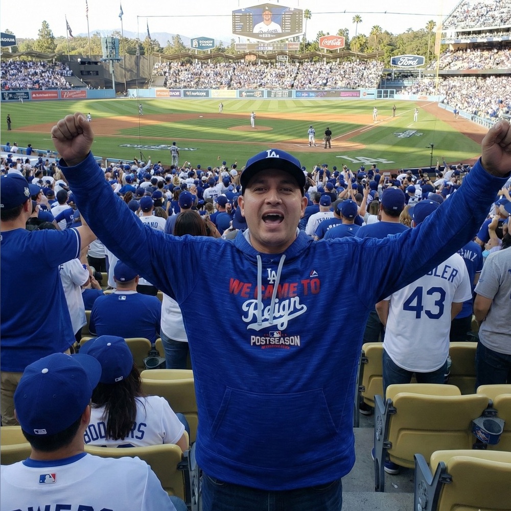 Majestic LA Dodgers Mens Postseason Hoodie Sz XL